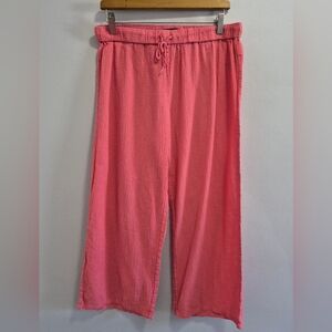 J. Crew Crinkle-Cotton Beach Pant Crop in Brilliant Coral Size Medium